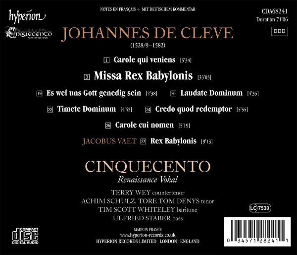 Johannes De Cleve, Cinquecento : Missa Rex Babylonis (CD)