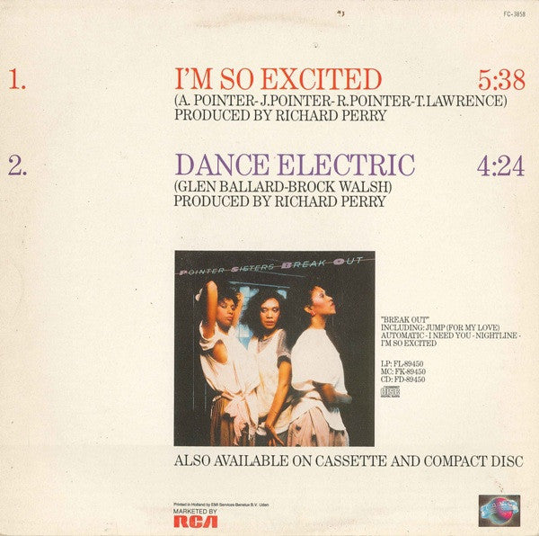 Pointer Sisters : I'm So Excited (Remix) (12", Single)