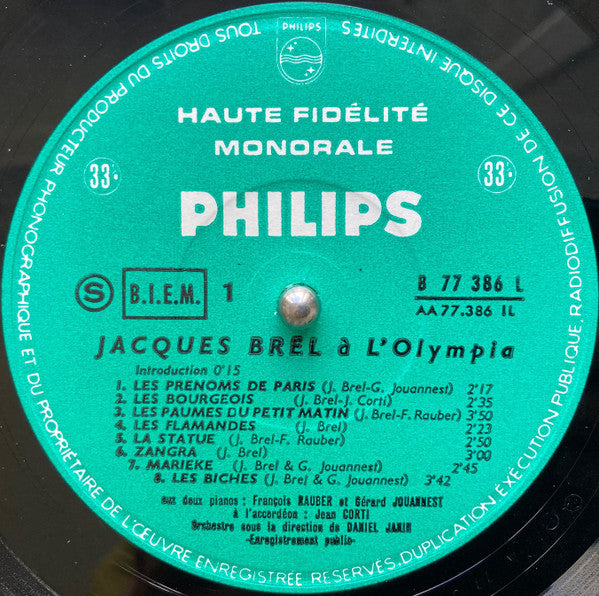 Jacques Brel - Enregistrement Public À L'Olympia (LP Tweedehands) - Discords.nl
