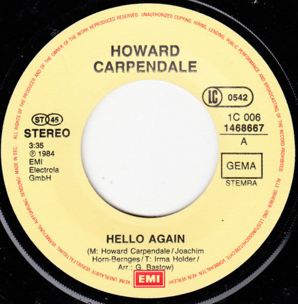 Howard Carpendale : Hello Again (7", Single)