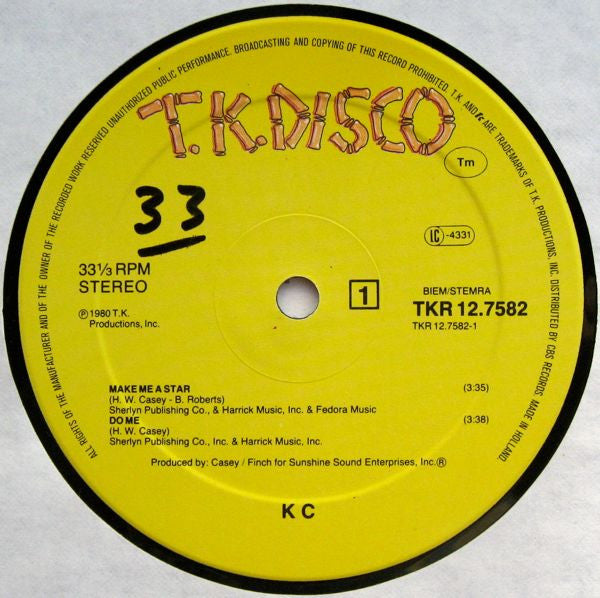 KC (4) / The Sunshine Band : Make Me A Star / Black Water Gold (12")