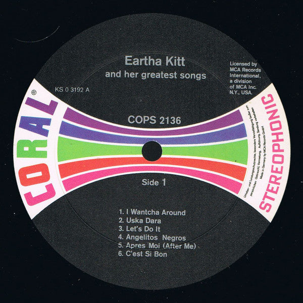 Eartha Kitt : And Her Greatest Songs (LP, Album, RE)