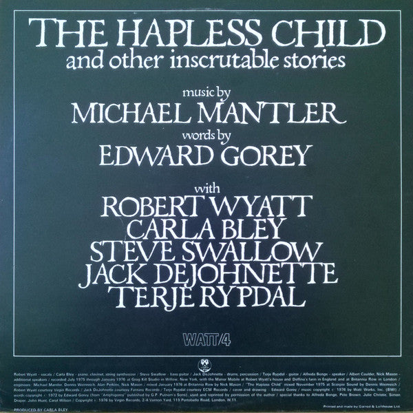 Michael Mantler / Edward Gorey : The Hapless Child  And Other Inscrutable Stories (LP, Album, Gat)