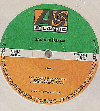 Jan Akkerman : Live (LP, Album, Whi)