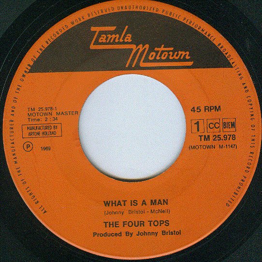 Four Tops : What Is A Man (7", Single, Mono)