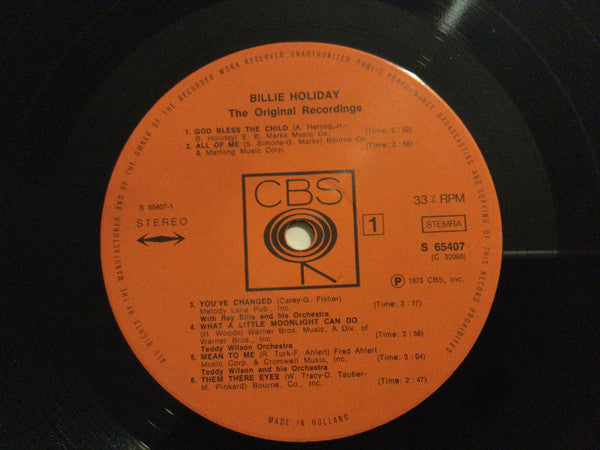 Billie Holiday : The Original Recordings (LP, Comp)