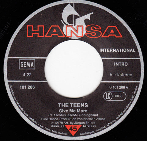 The Teens : Give Me More (7", Single)