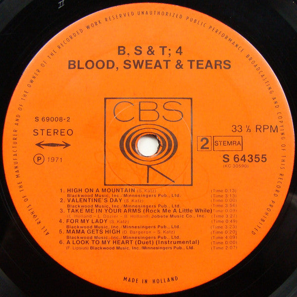 Blood, Sweat & Tears* : B, S & T; 4 (LP, Album)