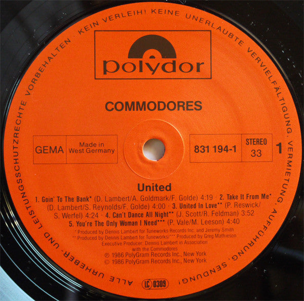 Commodores : United (LP, Album)