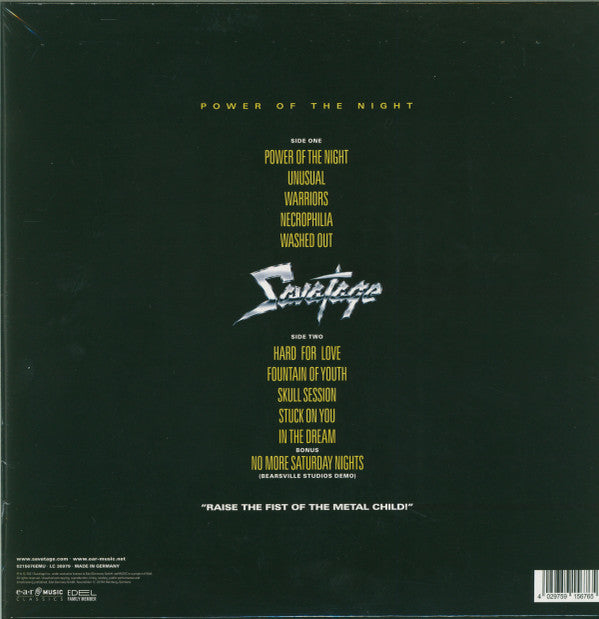 Savatage : Power Of The Night (LP, Album, Ltd, RE, Cry)