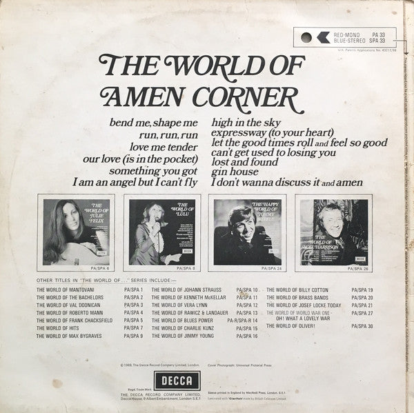 Amen Corner : The World Of Amen Corner (LP, Comp)