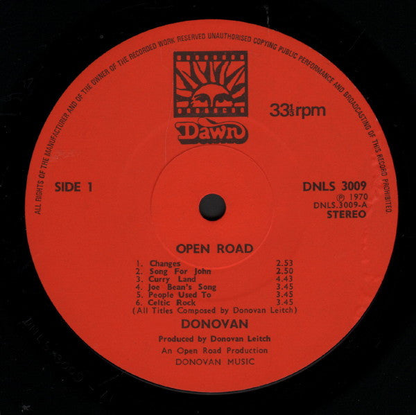Donovan : Open Road (LP, Album, Gat)
