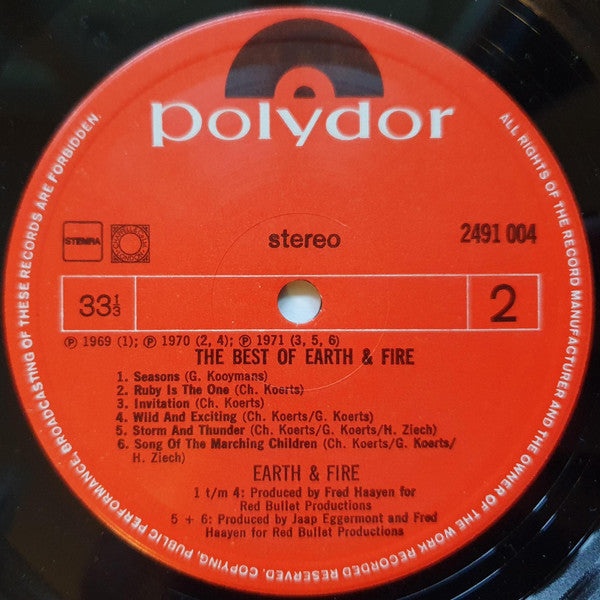 Earth And Fire : The Best Of Earth & Fire (LP, Comp)