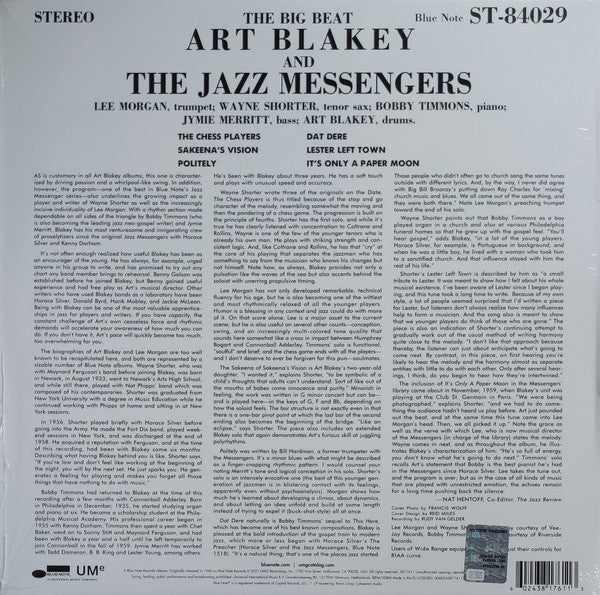 Art Blakey & The Jazz Messengers : The Big Beat (LP, Album, RE, 180)