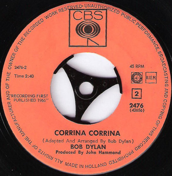Bob Dylan : Mixed Up Confusion / Corrina, Corrina (7", Single)