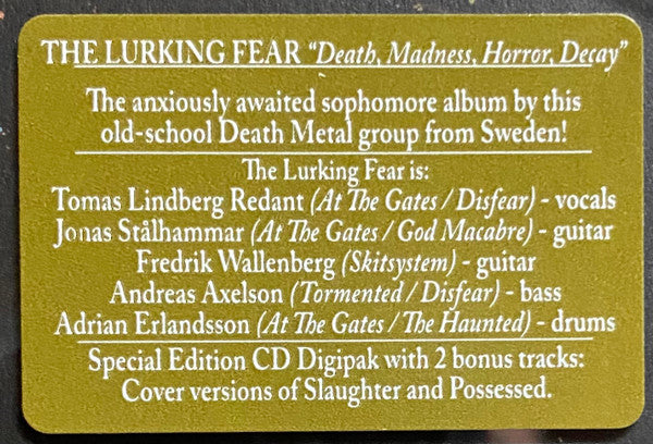 The Lurking Fear : Death, Madness, Horror, Decay (CD, Album, Ltd, S/Edition, Dig)