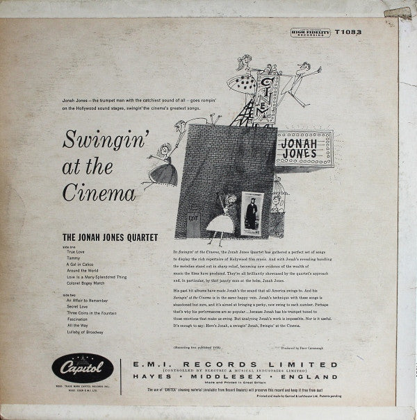 The Jonah Jones Quartet : Swingin' At The Cinema (LP, Album, Mono)