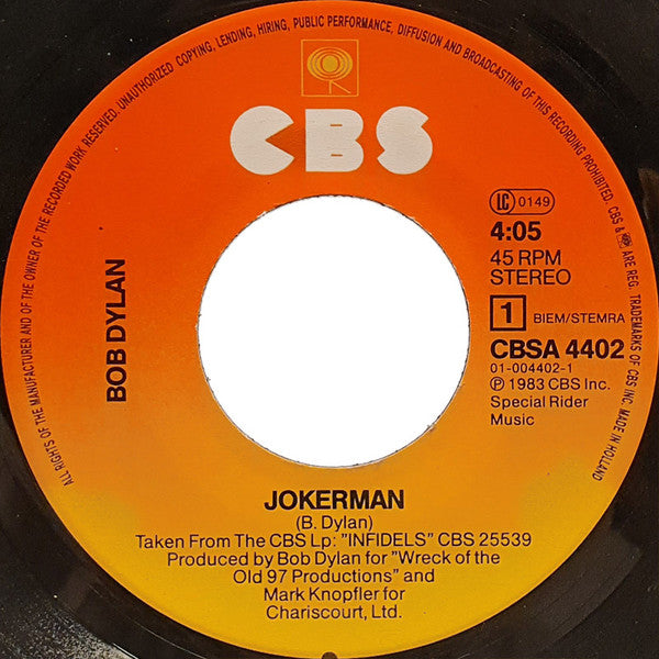 Bob Dylan : Jokerman (7", Single)