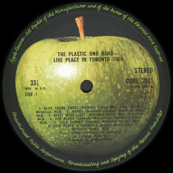 The Plastic Ono Band : Live Peace In Toronto 1969 (LP, Album, RP)