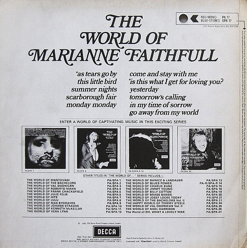 Marianne Faithfull : The World Of Marianne Faithfull (LP, Comp)