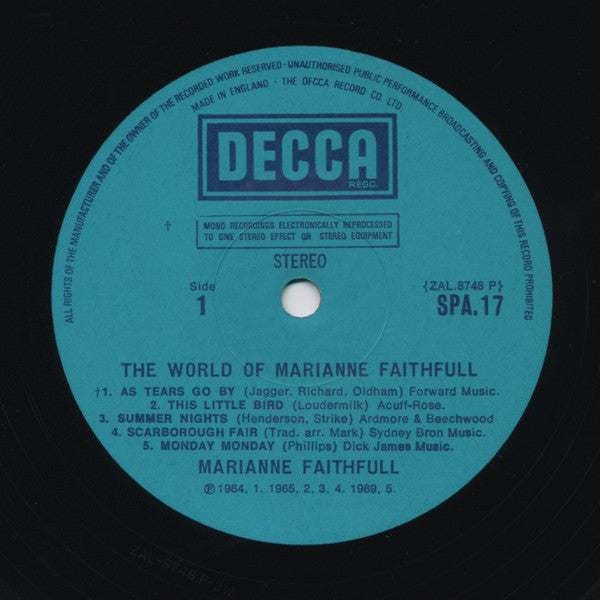 Marianne Faithfull : The World Of Marianne Faithfull (LP, Comp)