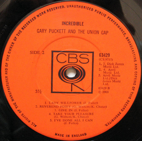 Gary Puckett & The Union Gap : Incredible (LP, Album)