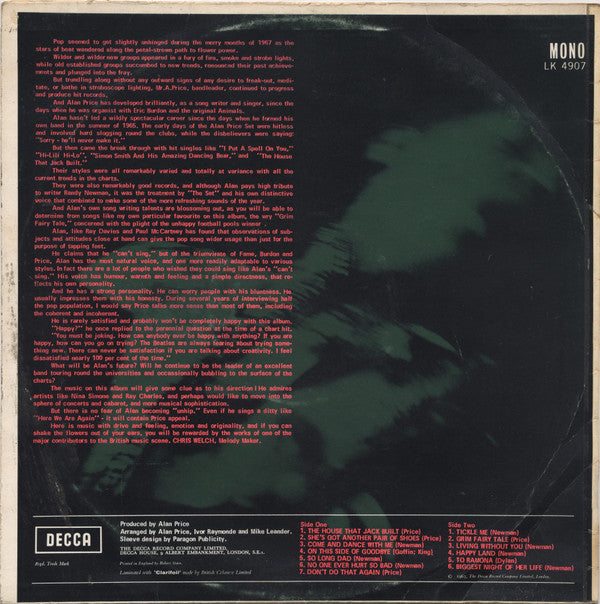 Alan Price Set* : A Price On His Head (LP, Album, Mono)