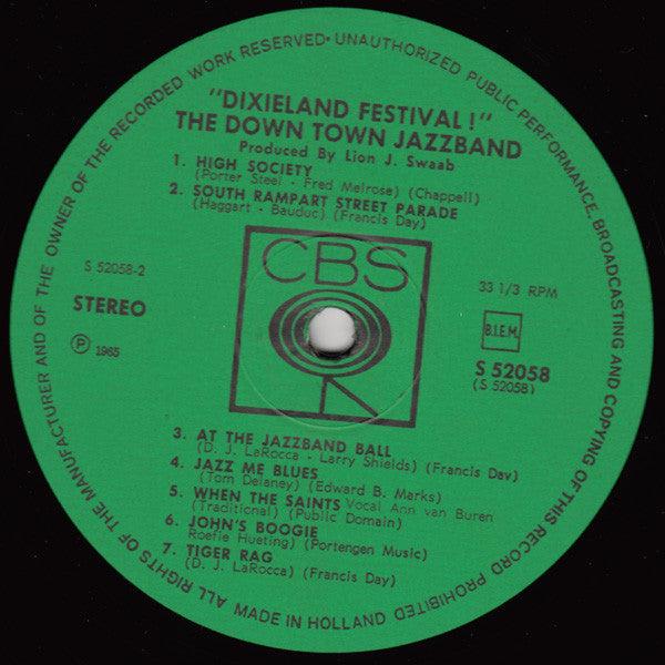 The Down Town Jazz Band : Dixieland Festival! (LP, Album)