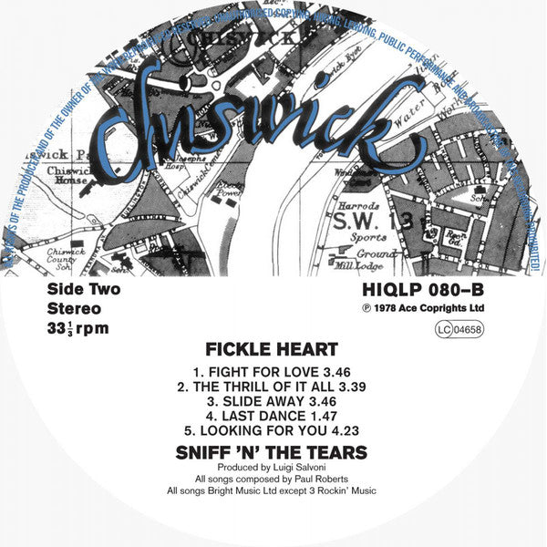 Sniff 'n' the Tears : Fickle Heart (LP, Album, RE, RM)