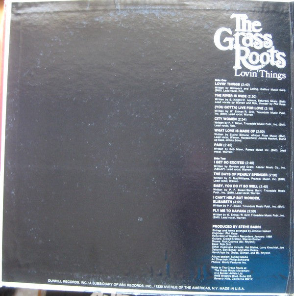 The Grass Roots : Lovin' Things (LP, Album)