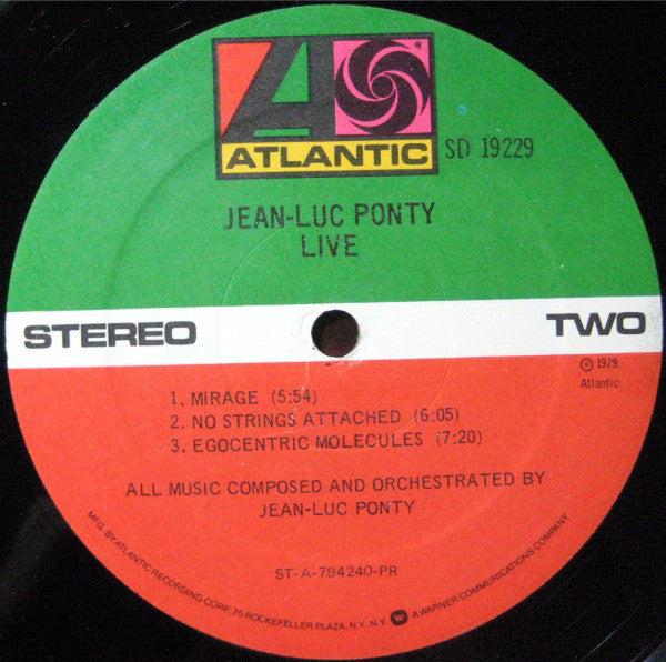 Jean-Luc Ponty : Live (LP, Album, PR )
