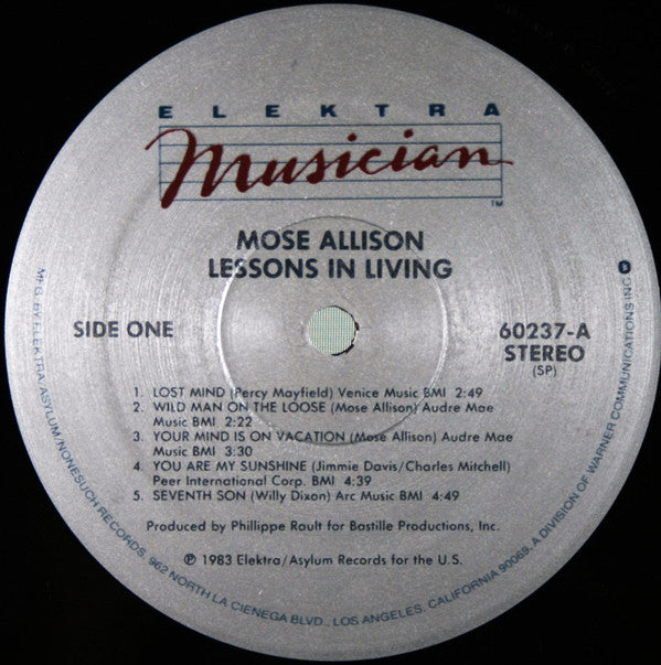 Mose Allison : Lessons In Living (LP, Album)