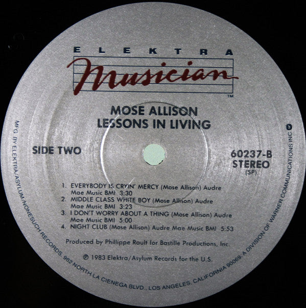 Mose Allison : Lessons In Living (LP, Album)