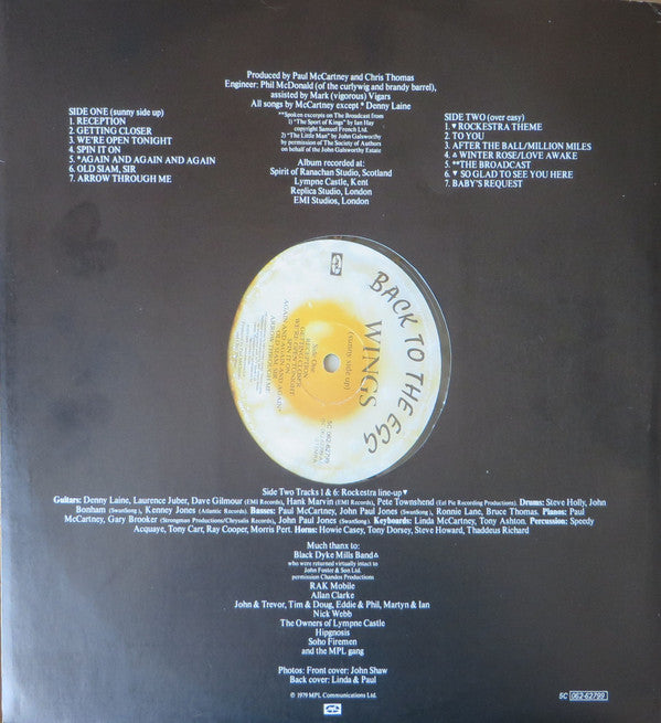 Wings (2) : Back To The Egg (LP, Album)