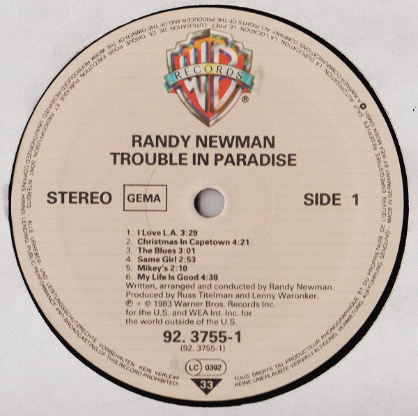 Randy Newman : Trouble In Paradise (LP, Album)