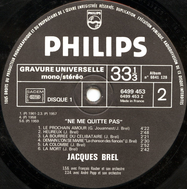 Jacques Brel : Ne Me Quitte Pas (2xLP, Comp, Gat)