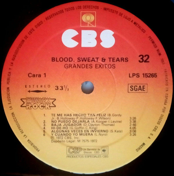 Blood, Sweat & Tears* : Grandes Exitos (LP, Comp)