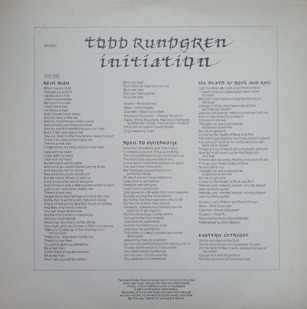 Todd Rundgren : Initiation (LP, Album)