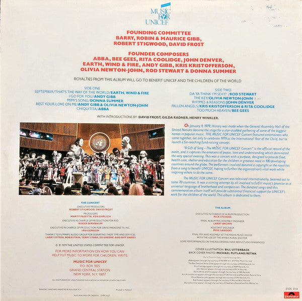 Various : The Music For UNICEF Concert - A Gift Of Song (LP, Album)