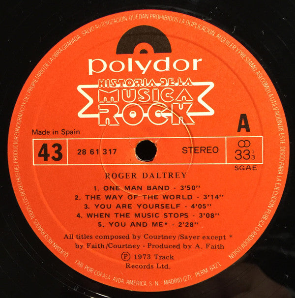 Roger Daltrey : Roger Daltrey (LP, Album, RE)