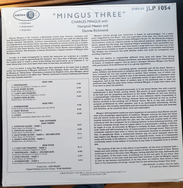 Charles Mingus With Hampton Hawes And Dannie Richmond : Mingus Three (2xLP, Dlx, RE, RM, 180)