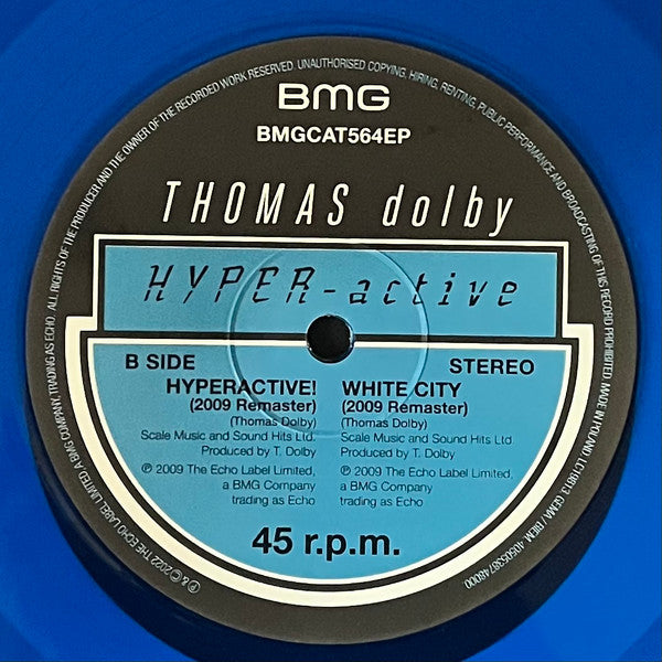 Thomas Dolby : Hyper-active! (Heavy Breather Subversion) (12", Maxi, Ltd, RE, RM, Blu)