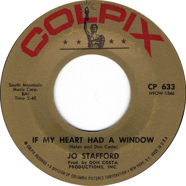 Jo Stafford : If My Heart Had A Window  (7", Styrene)