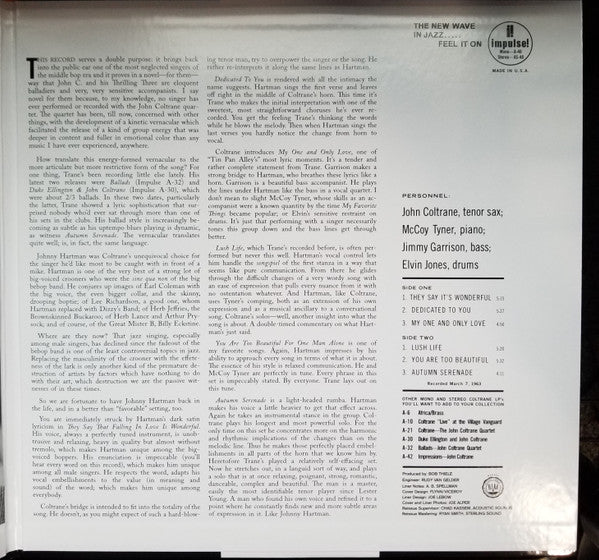 John Coltrane And Johnny Hartman : John Coltrane and Johnny Hartman (LP, Album, RE, Gat)