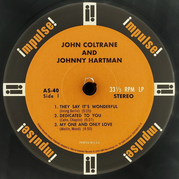 John Coltrane And Johnny Hartman : John Coltrane and Johnny Hartman (LP, Album, RE, Gat)