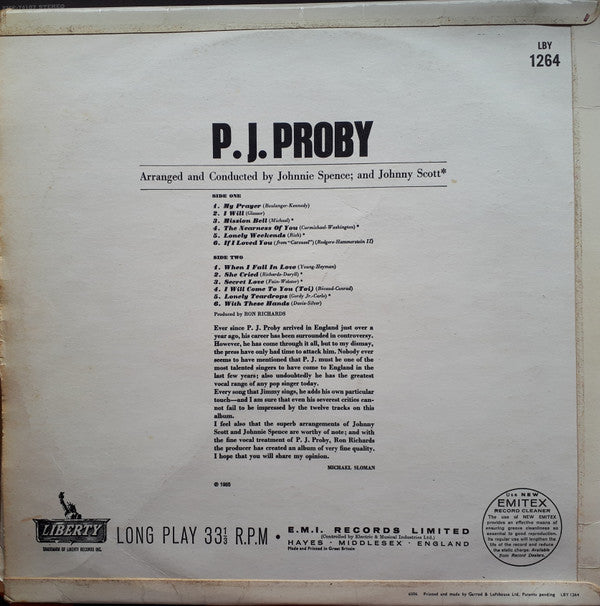 P.J. Proby : P.J. Proby (LP, Album, Mono)