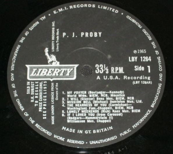 P.J. Proby : P.J. Proby (LP, Album, Mono)