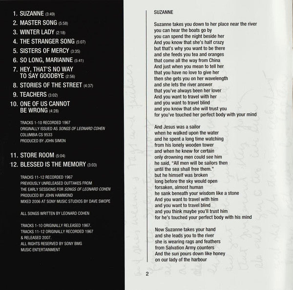Leonard Cohen : Songs Of Leonard Cohen (CD, Album, RE, RM)