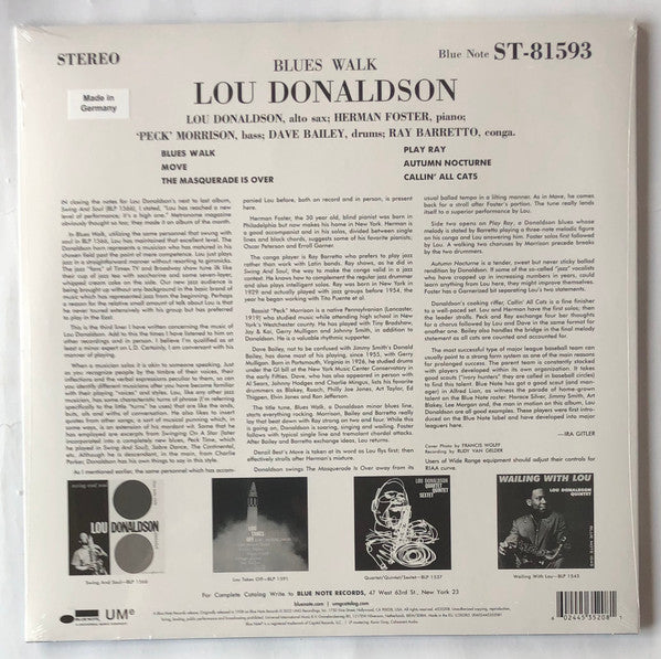 Lou Donaldson : Blues Walk (LP, Album, RE, 180)