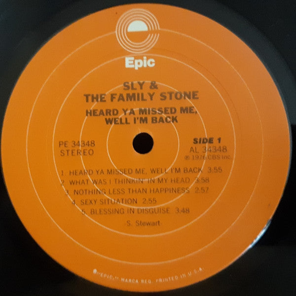 Sly & The Family Stone : Heard Ya Missed Me, Well I'm Back (LP, Album)
